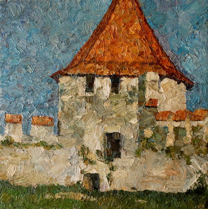 Painting titled "the fortress" by Busuioc Elena, Original Artwork, Oil