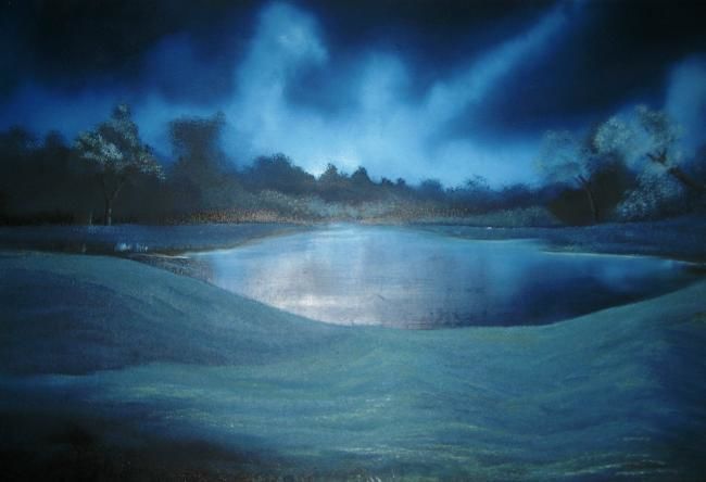 Painting titled "Moonshine" by Tony Butcher, Original Art, Oil