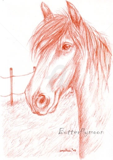 Drawing titled "Cheval1" by Butterflymoon, Original Artwork