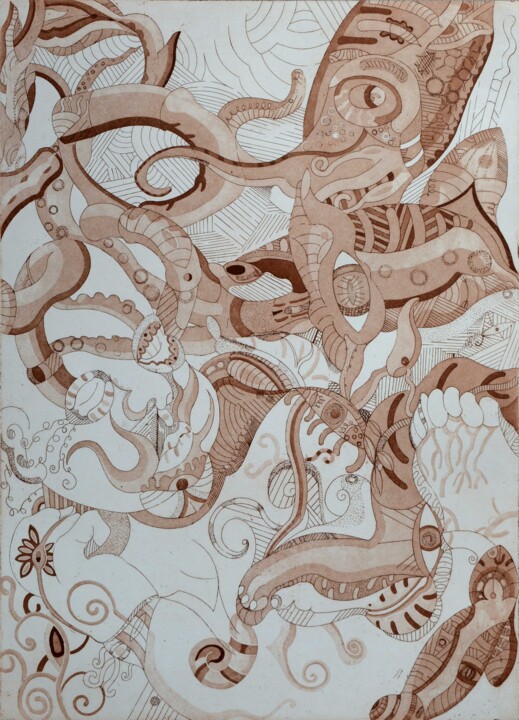印花与版画 标题为“La naissance de l'ê…” 由Butty Magali, 原创艺术品