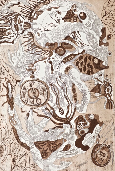 Incisioni, stampe intitolato "L'homme poisson,le…" da Butty Magali, Opera d'arte originale