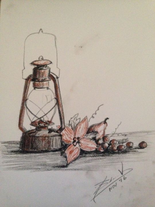 Drawing titled "candil-en-navidad.j…" by Bibiana Valdez, Original Artwork, Charcoal