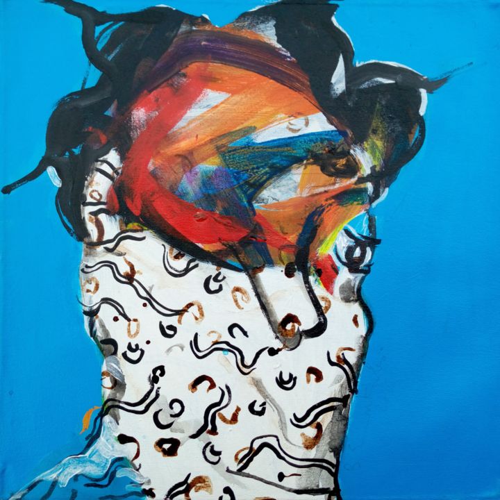 Peinture intitulée "Portrait." par Bouvy Enkobo, Œuvre d'art originale, Acrylique