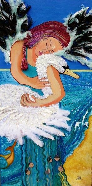 Painting titled "Angel of the Birds" by Bernadette Walsh, Original Artwork