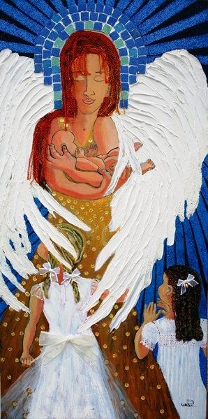 Painting titled "Angel of Hope" by Bernadette Walsh, Original Artwork