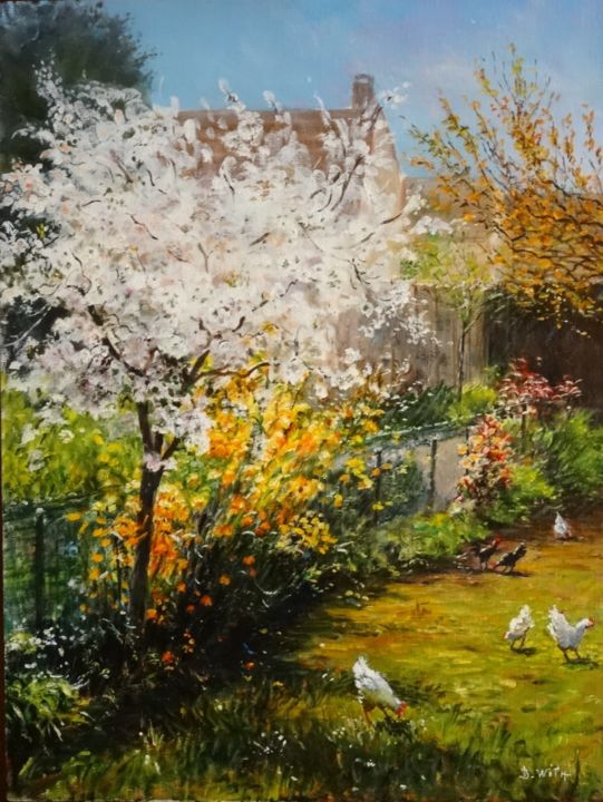 Peinture intitulée "Vive le printemps" par Brigitte With (B.WITH), Œuvre d'art originale, Huile