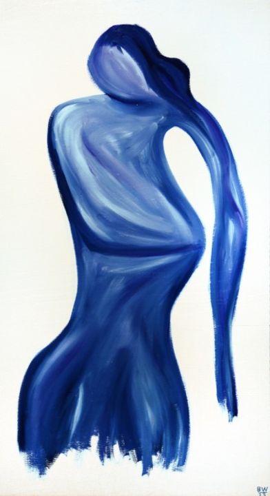 Peinture intitulée "I Am Girl Blue" par Barry Weatherall, Œuvre d'art originale, Huile