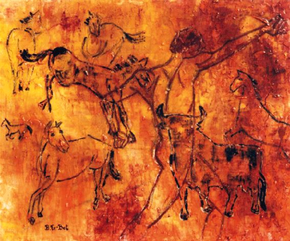Painting titled "Lascaux" by Byam Le Bot, Original Artwork, Acrylic