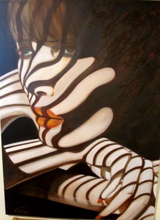 Peinture intitulée "La Femme Fauve" par Célina, Œuvre d'art originale, Acrylique