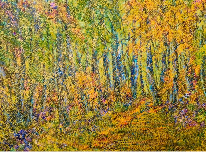 Картина под названием "Листопад" - Юрий Быков, Подлинное произведение искусства, Масло Установлен на Деревянная рама для нос…