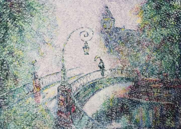 Картина под названием "«Дождь»" - Юрий Быков, Подлинное произведение искусства, Акрил Установлен на Деревянная рама для носи…