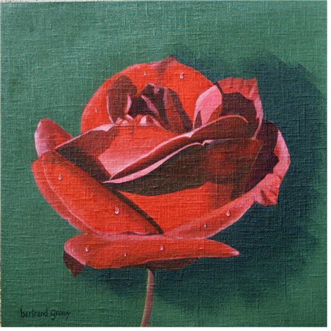 Peinture intitulée "Rose flamenco" par Bertrand Gromy, Œuvre d'art originale, Huile