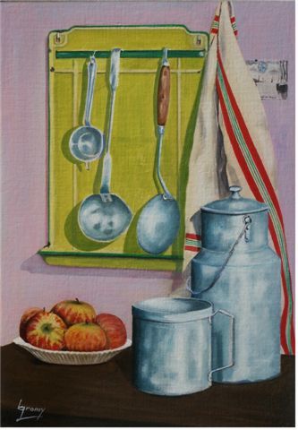Peinture intitulée "Pot à lait" par Bertrand Gromy, Œuvre d'art originale, Huile
