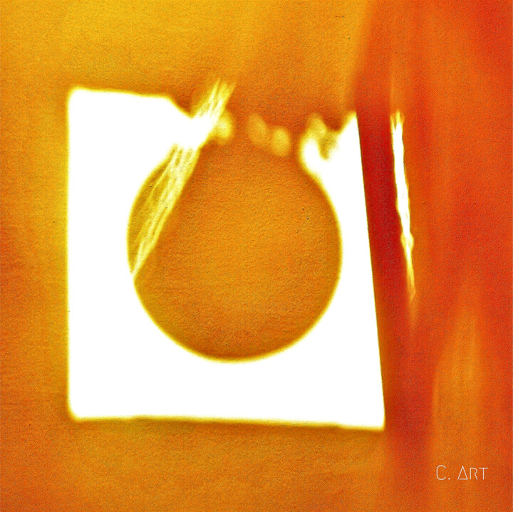 Fotografie getiteld "Orange moon" door C. Art, Origineel Kunstwerk, Light Painting