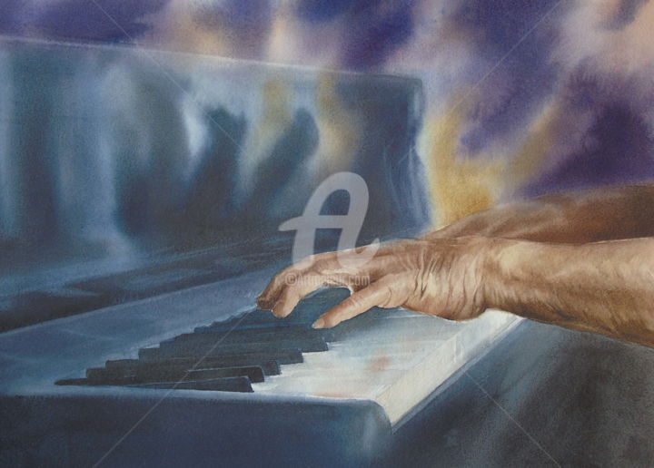 "piano-ret.jpg" başlıklı Tablo C-Ba Aquarelliste tarafından, Orijinal sanat, Suluboya