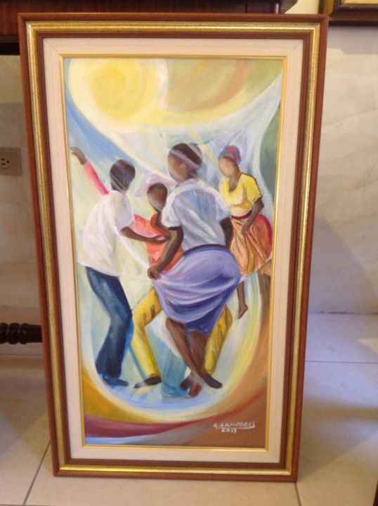 Painting titled "Dinkimini" by C. Campbell, Original Artwork, Oil