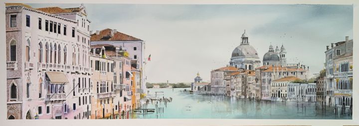 Painting titled "La salute Venise, v…" by C Coquelle, Original Artwork, Watercolor