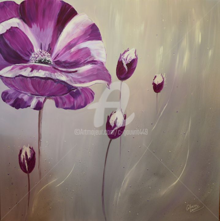 Malerei mit dem Titel "fleur violette.jpg" von Catherine Gauvrit, Original-Kunstwerk, Öl