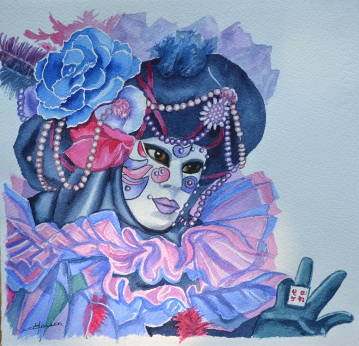 제목이 "Aquarelle Venise "…"인 미술작품 Opale Isis로, 원작, 수채화