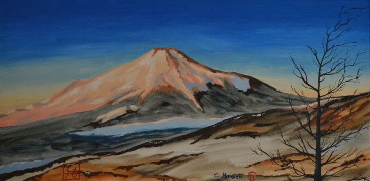 Painting titled ""Le Fuji Yama"" by Opale Isis, Original Artwork, Oil