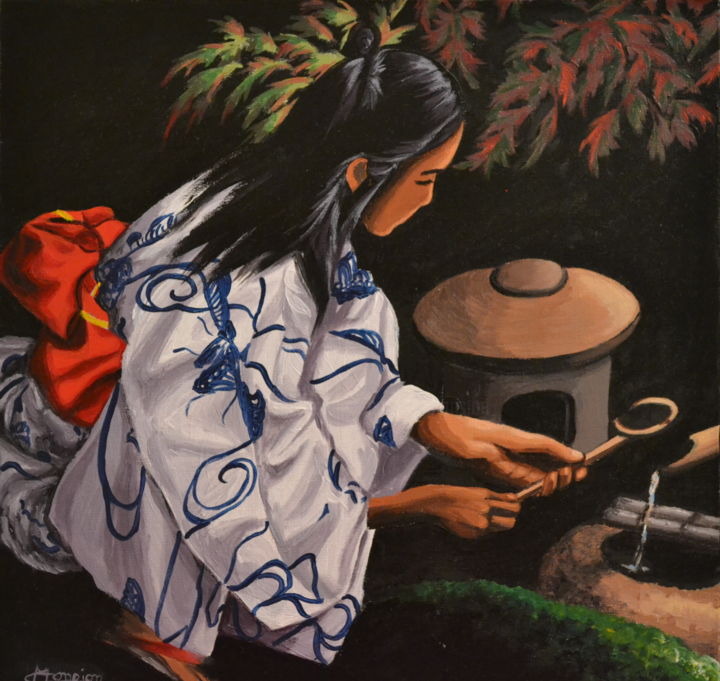 Картина под названием ""De l'eau pour le t…" - Opale Isis, Подлинное произведение искусства, Акрил