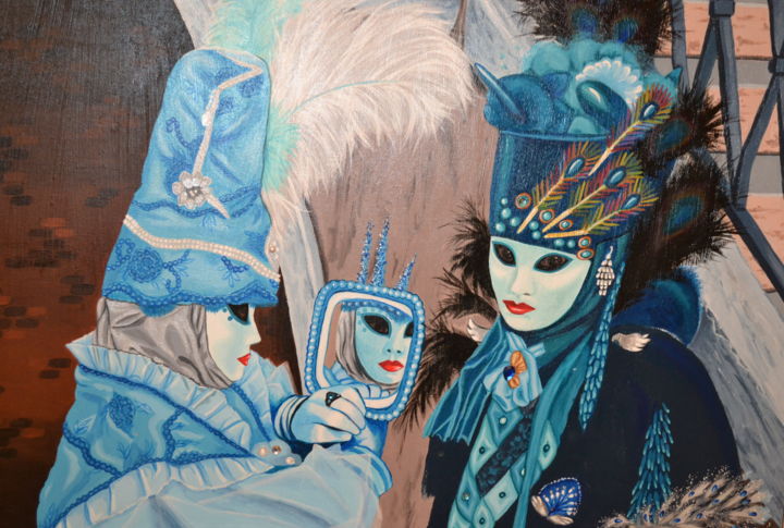 제목이 ""Les 2 masques bleu…"인 미술작품 Opale Isis로, 원작, 아크릴
