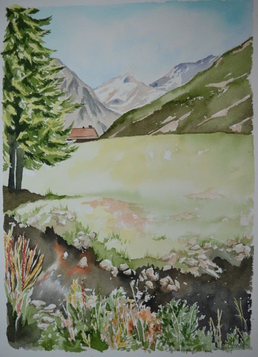 Peinture intitulée ""Champagny le Haut…" par Opale Isis, Œuvre d'art originale, Aquarelle