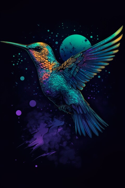 Arte digital titulada "Hummingbird violet…" por C.Moonheart, Obra de arte original, Imagen generada por IA