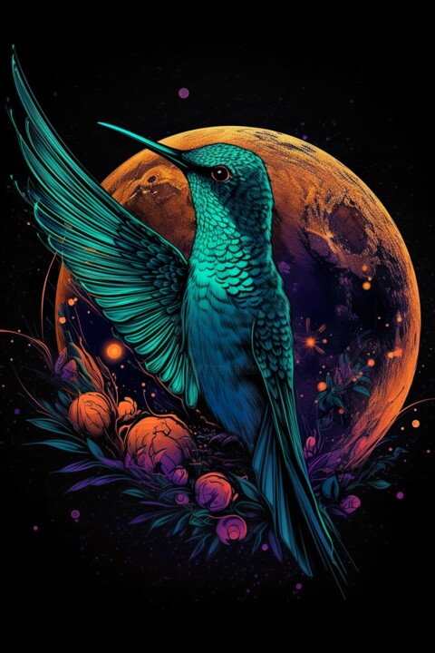 Arte digital titulada "Hummingbird violet…" por C.Moonheart, Obra de arte original, Imagen generada por IA