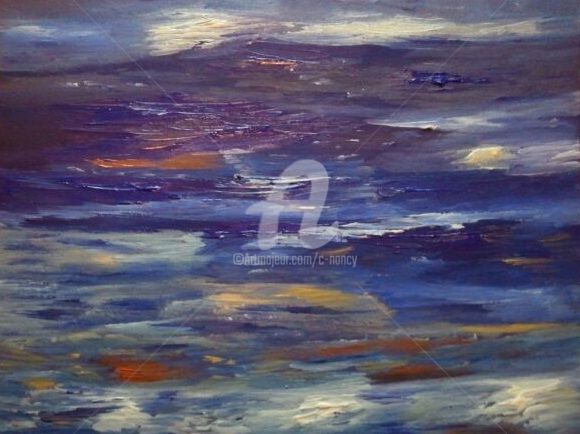 Painting titled "COURANT OCEANIQUE" by C.Nancy, Original Artwork, Acrylic