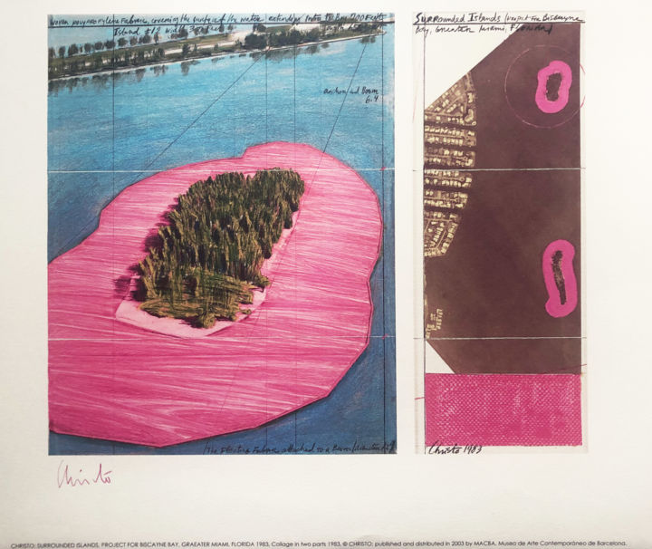 Printmaking titled "Christo: Surrounded…" by Chris North, Original Artwork, Lithography