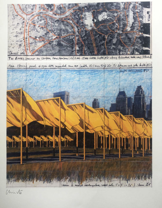 Printmaking titled "Christo: The Gates…" by Chris North, Original Artwork, Lithography