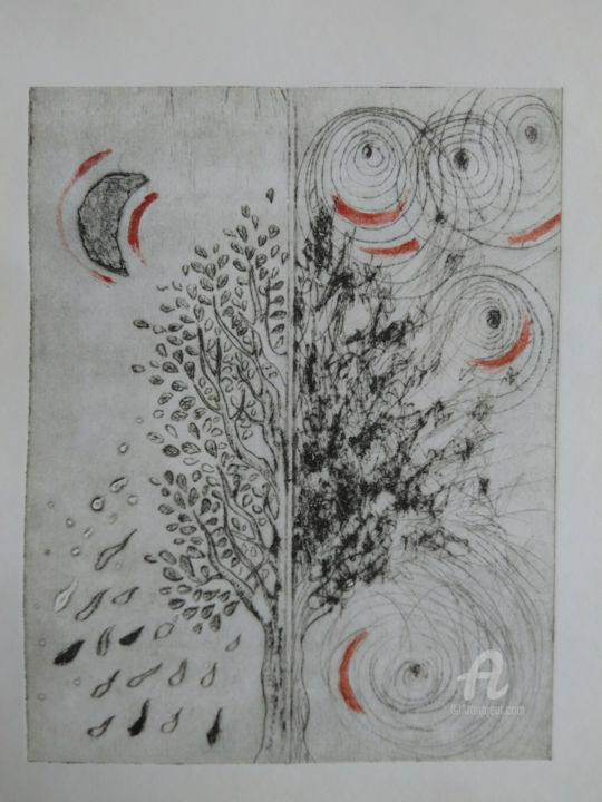 Incisioni, stampe intitolato "Winterbaum" da Christine Porath, Opera d'arte originale, Acquaforte