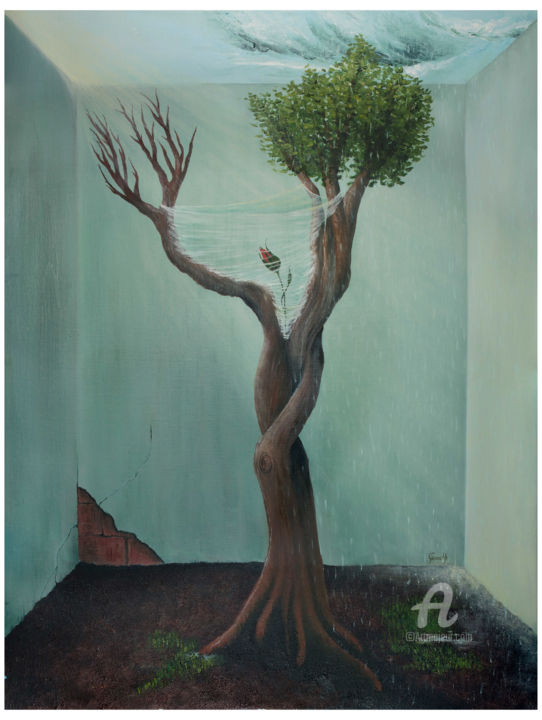 Painting titled "Baum des Lebens" by Christine Porath, Original Artwork, Oil