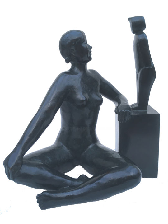 Скульптура под названием "Regard d'enfant" - C. Quentelo, Подлинное произведение искусства, Бронза