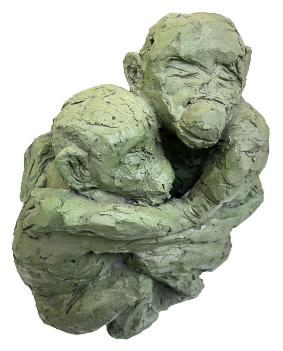 Skulptur mit dem Titel "2 SINGES" von C. Quentelo, Original-Kunstwerk, Terra cotta