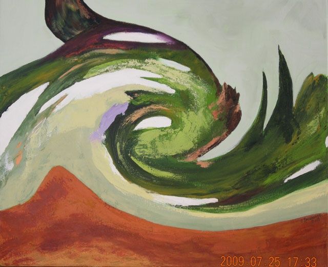 Painting titled ""Terre mère"" by C. Romanowska, Original Artwork