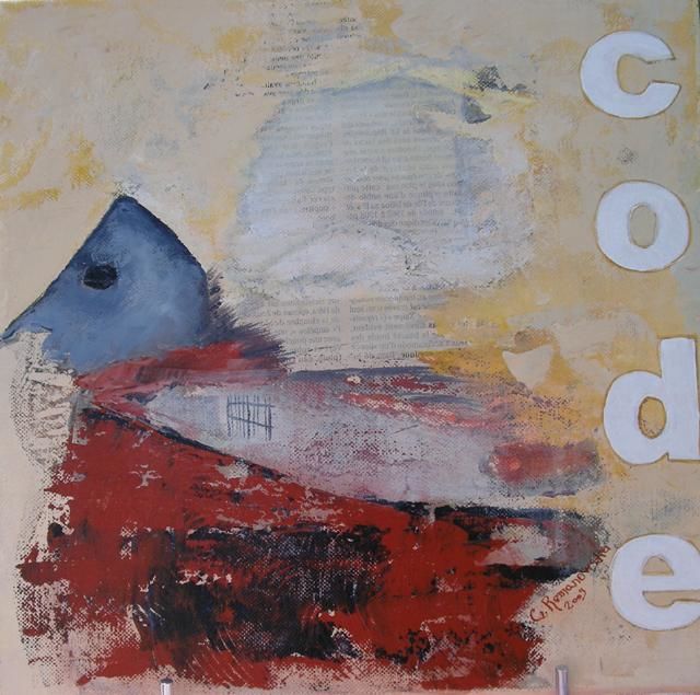 Painting titled ""Code"" by C. Romanowska, Original Artwork, Oil