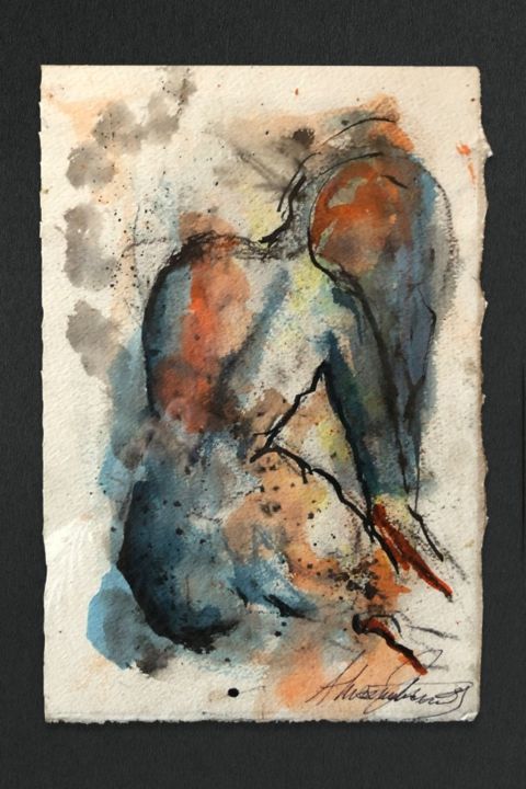 Painting titled "Study in Ink IV" by Alexandra Kay Vøhtz, Original Artwork, Ink