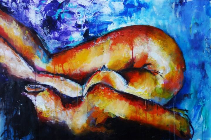 Painting titled "Nude I" by Alexandra Kay Vøhtz, Original Artwork, Acrylic