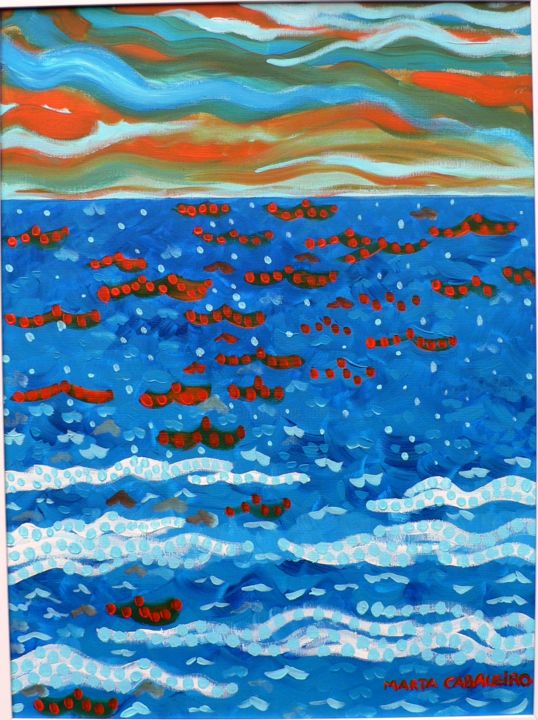 Peinture intitulée "puesta-de-sol-73x54…" par Marta Cabaleiro Rodríguez, Œuvre d'art originale