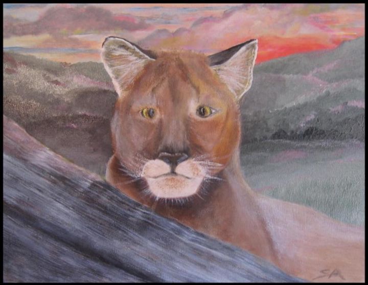 Painting titled "Puma Sunset" by Scott Anna, Original Artwork