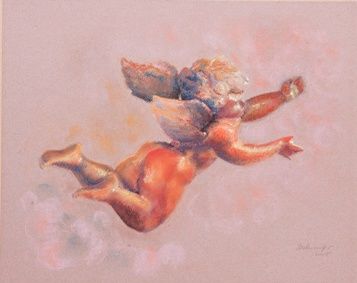 Painting titled "Angelot" by Michèle Lescuyer, Original Artwork