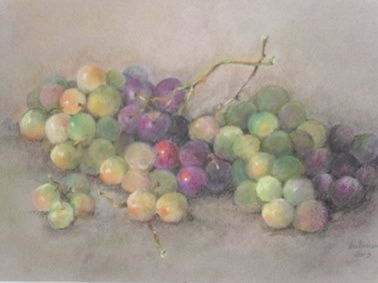 Peinture intitulée "raisin blanc raisin…" par Michèle Lescuyer, Œuvre d'art originale