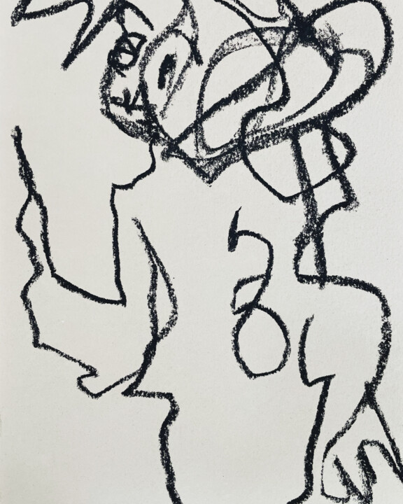 Tekening getiteld "Elegant Elderly Lad…" door Cäcilie Von Manal, Origineel Kunstwerk, Houtskool