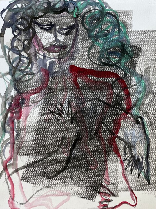 Картина под названием "Woman. Life. Freedo…" - Cäcilie Von Manal, Подлинное произведение искусства, Акварель