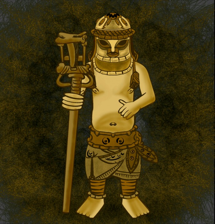 Arte digitale intitolato "The Benin artefact" da Caddy Ilabor, Opera d'arte originale, Lavoro digitale 2D