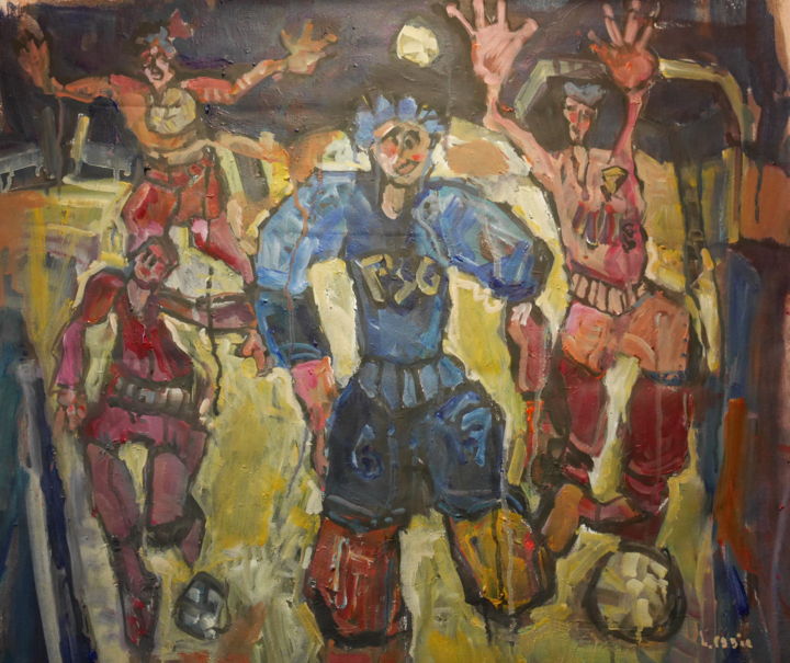 Painting titled "les footballeurs" by Gildas Cadic, Original Artwork, Acrylic