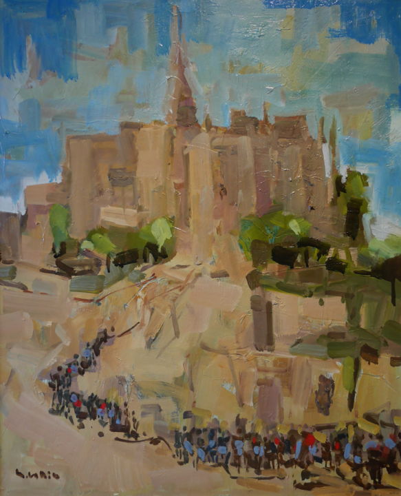 Painting titled "pélerinage" by Gildas Cadic, Original Artwork, Oil