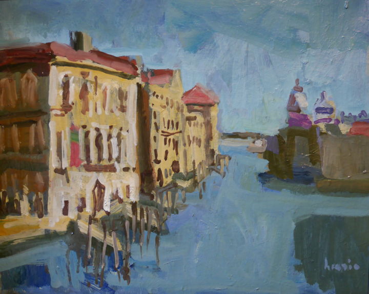 Pittura intitolato "venise" da Gildas Cadic, Opera d'arte originale, Olio